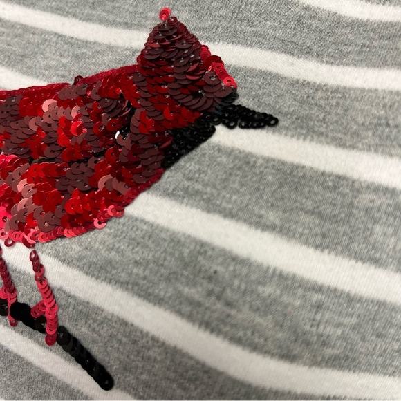 Quacker Factory Gray Cardinal Sequin Striped Top - Picture 3 of 9